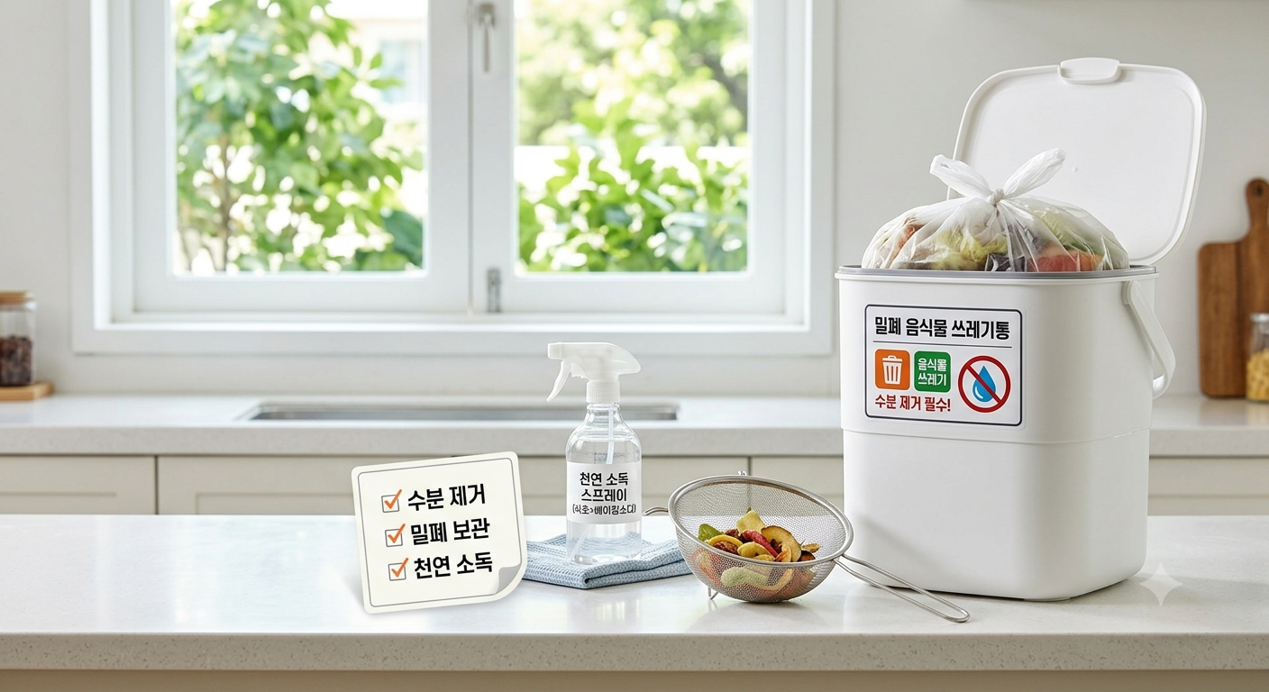 여름철 음식물 쓰레기 수분 제거 및 밀폐 보관 위생 관리법 대표 이미지